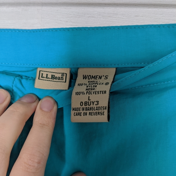 L.L. Bean Pull On Nylon Shorts Turquoise Large - Picture 5 of 7